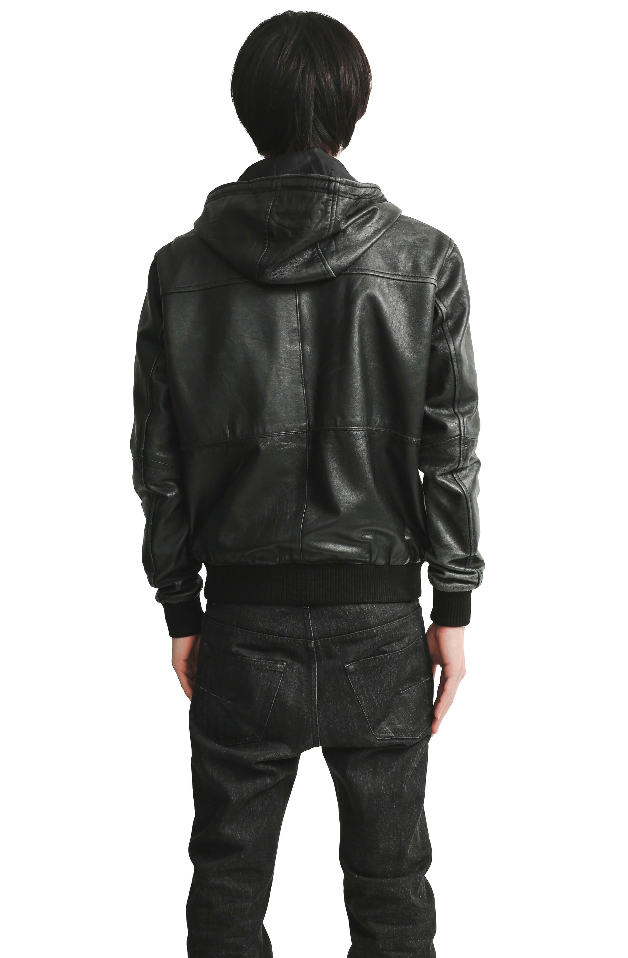 LEATHER HOODED BLOUSON