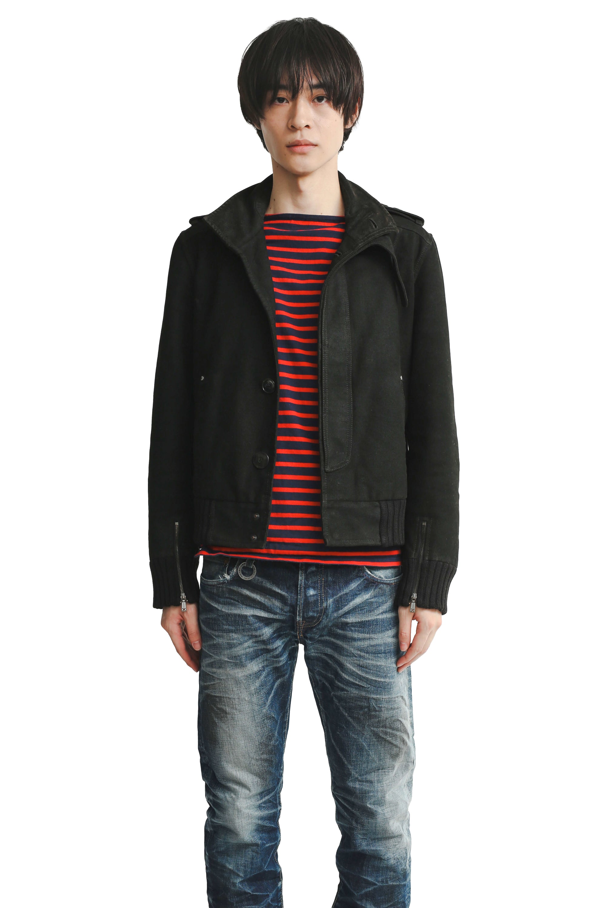 STRAP HIGH NECK MILITARY JACKET