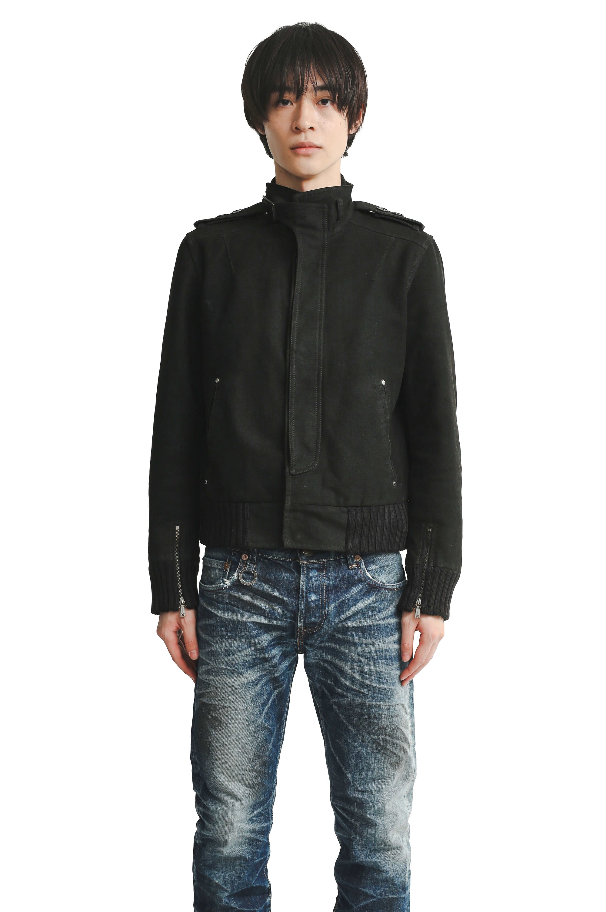 STRAP HIGH NECK MILITARY JACKET