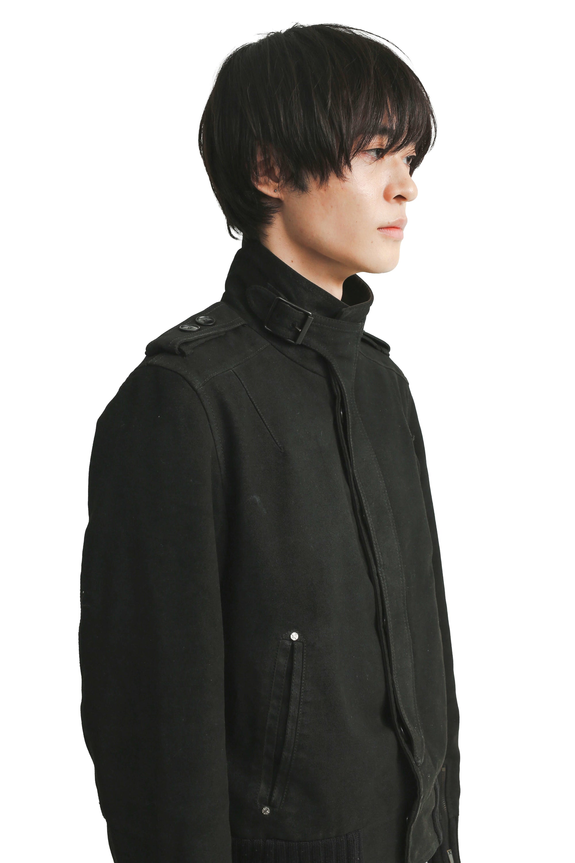 STRAP HIGH NECK MILITARY JACKET