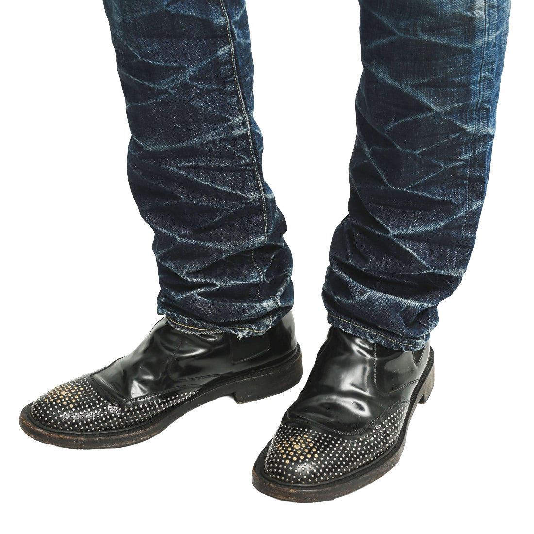 SAINT LAURENT PARIS - STTUDDED LEATHER SHOES