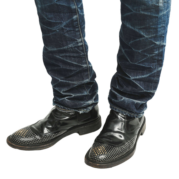 SAINT LAURENT PARIS - STTUDDED LEATHER SHOES