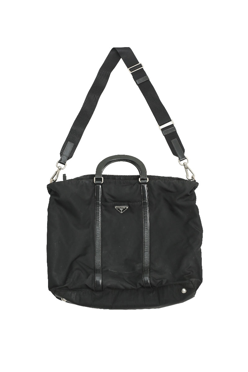 PRADA - LEATHER BLEND NYLON SHOULDER BAG