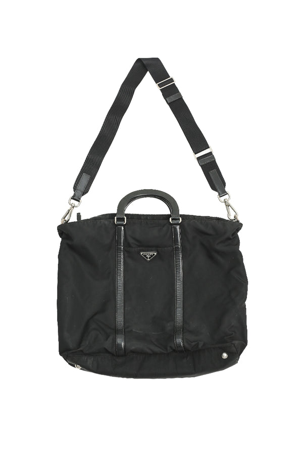 PRADA - LEATHER BLEND NYLON SHOULDER BAG