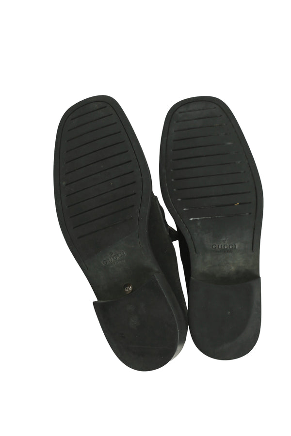 GUCCI - HORSE BIT SUEDE LOAFERS