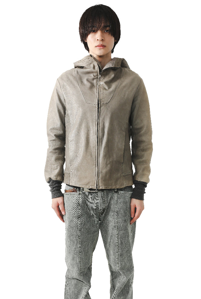 HOODED LEATHER BLOUSON