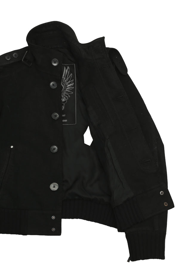 STRAP HIGH NECK MILITARY JACKET