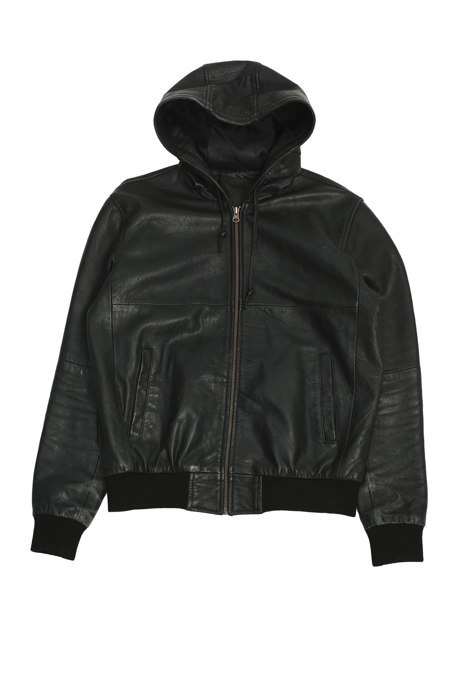 LEATHER HOODED BLOUSON