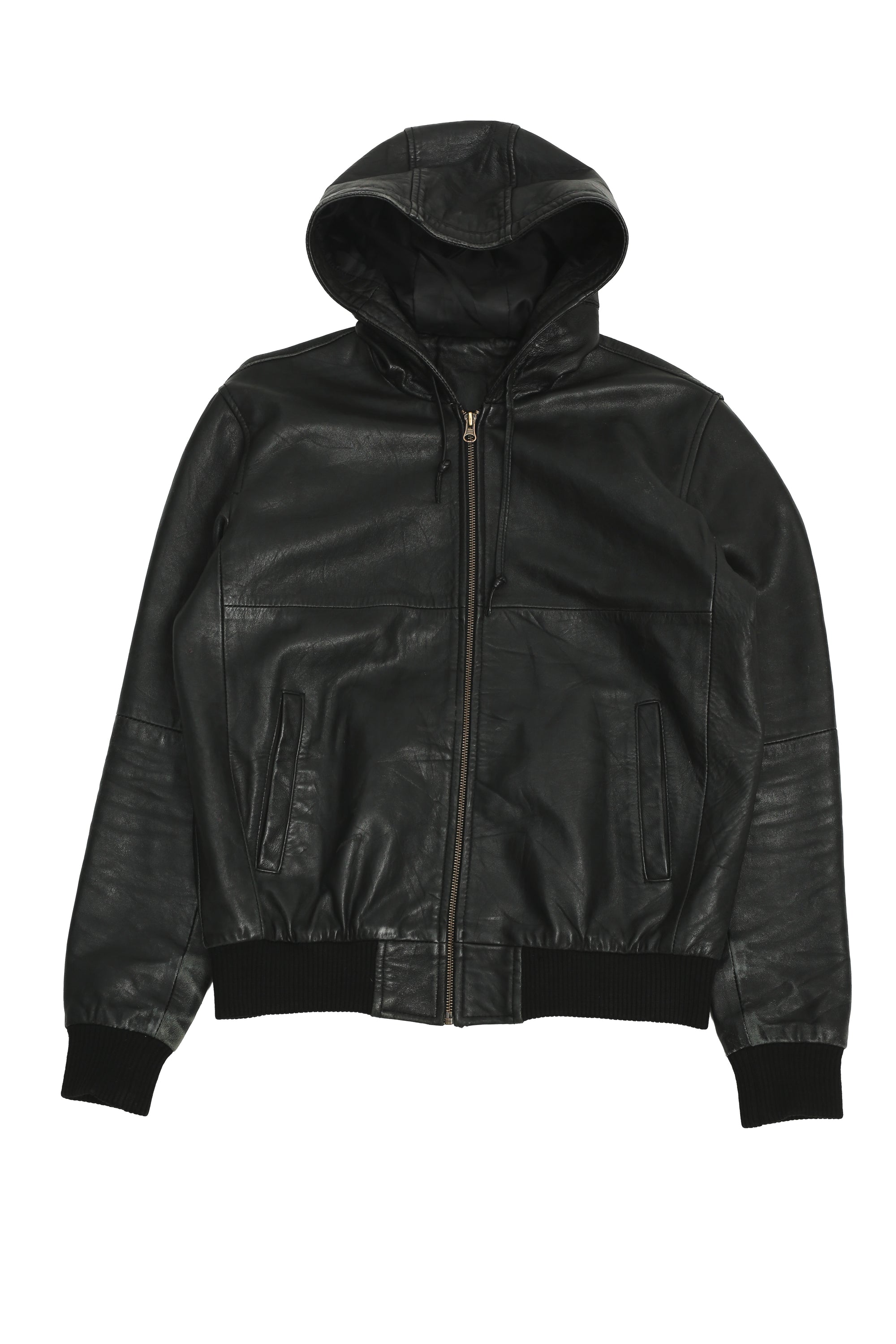 LEATHER HOODED BLOUSON