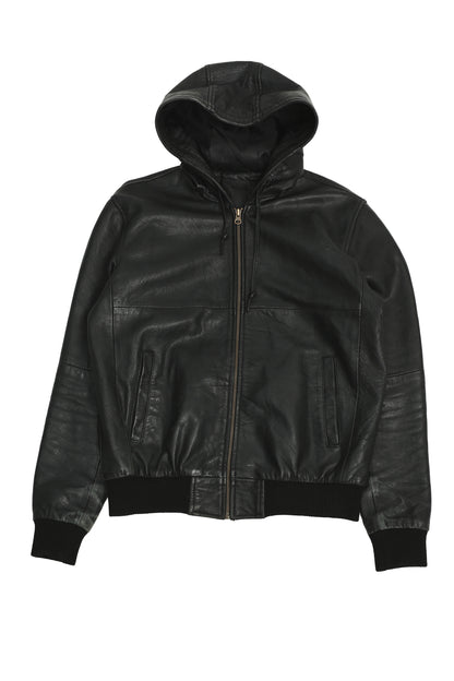 LEATHER HOODED BLOUSON