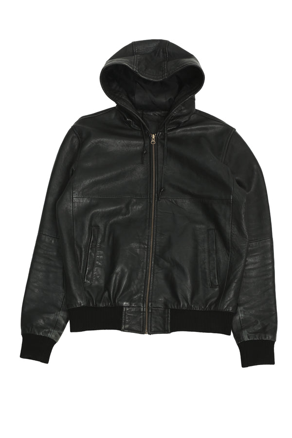 LEATHER HOODED BLOUSON