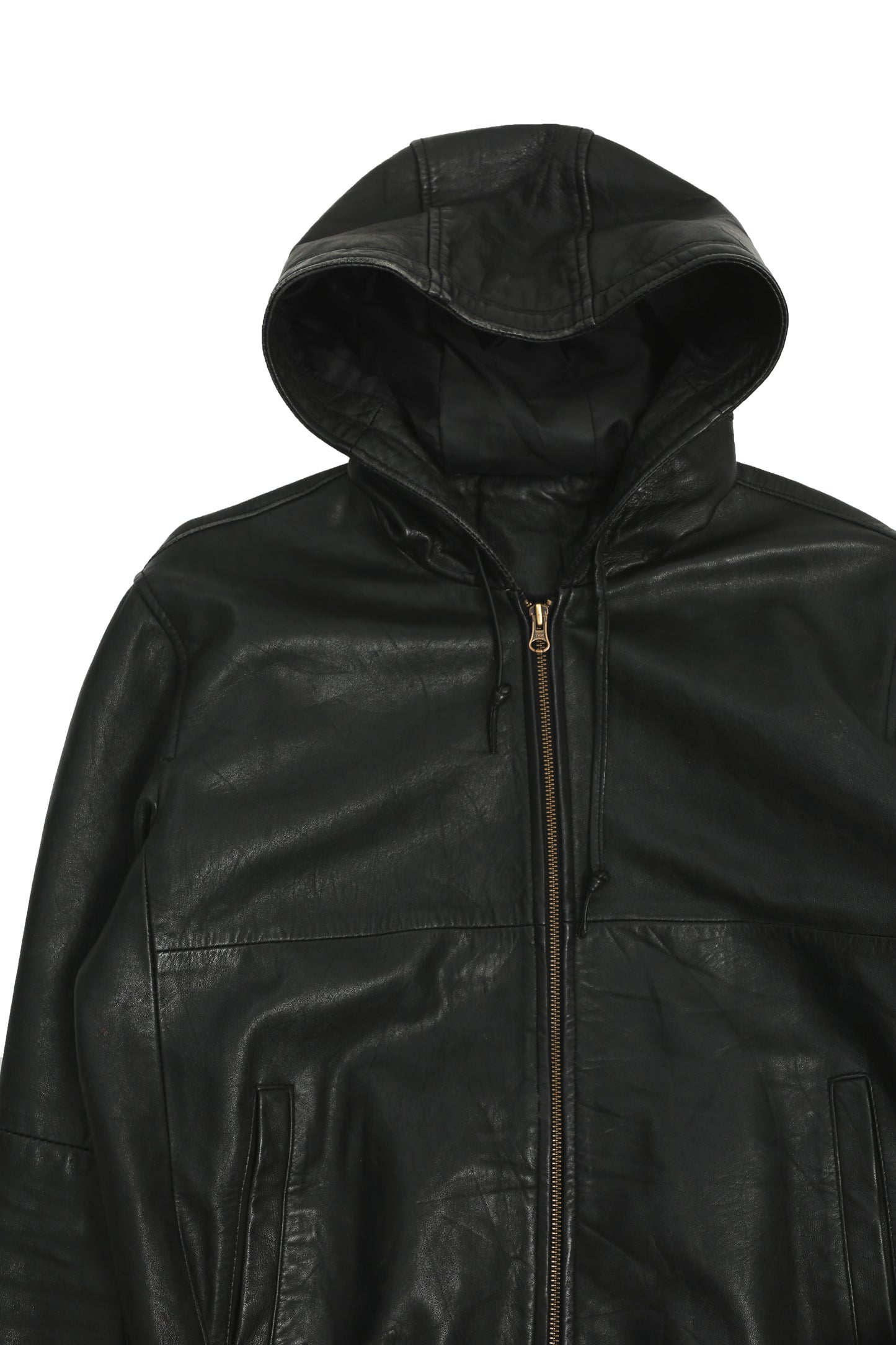 LEATHER HOODED BLOUSON