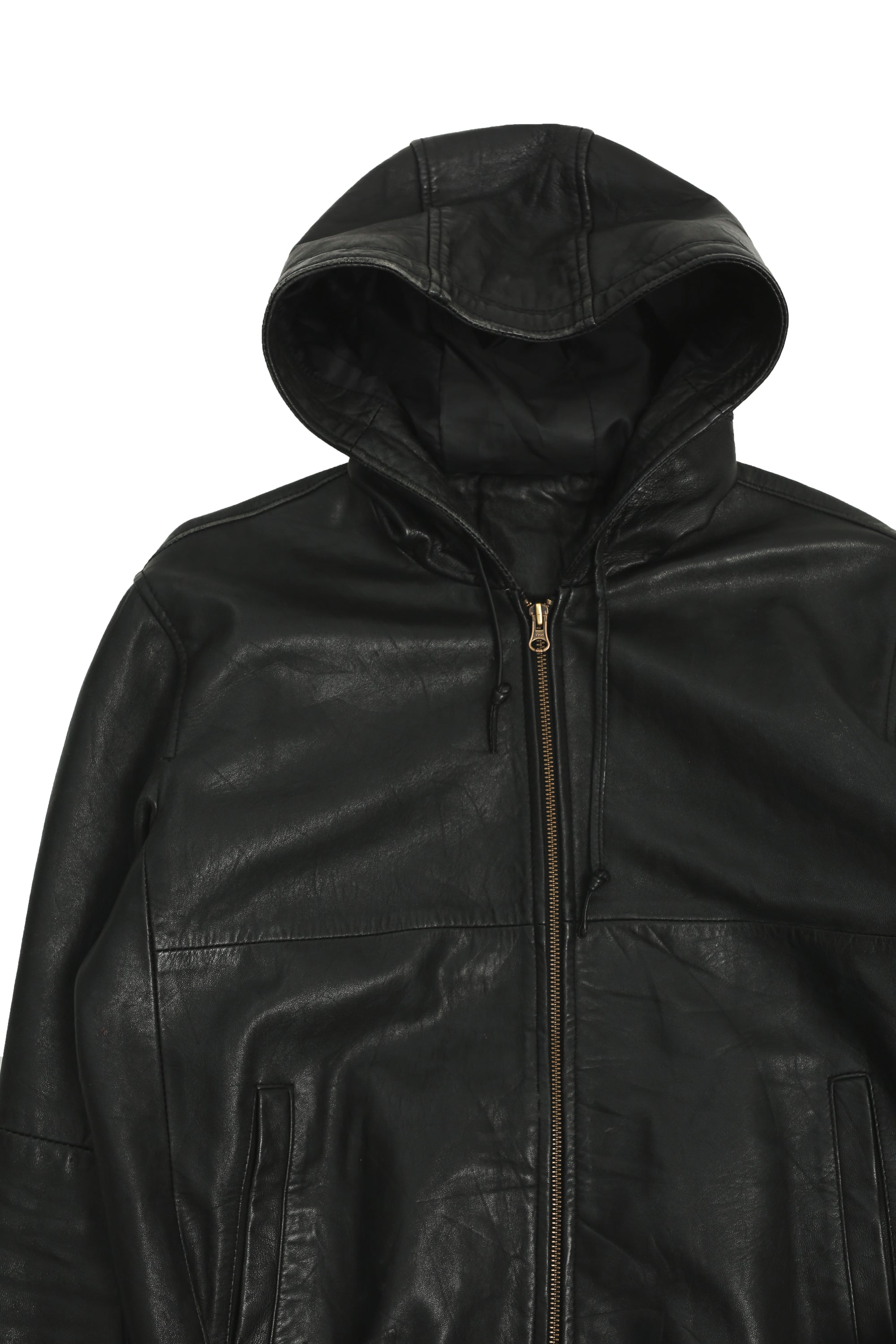 LEATHER HOODED BLOUSON