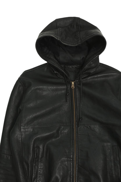 LEATHER HOODED BLOUSON