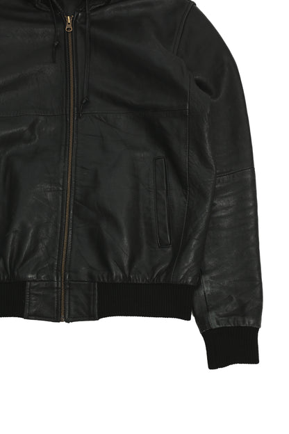 LEATHER HOODED BLOUSON