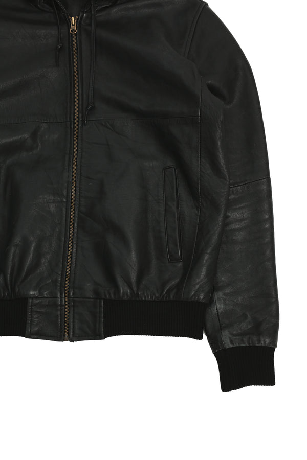 LEATHER HOODED BLOUSON