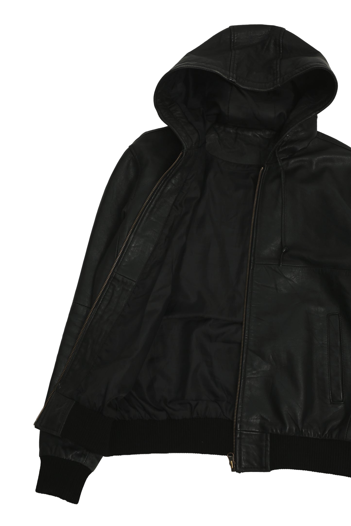 LEATHER HOODED BLOUSON