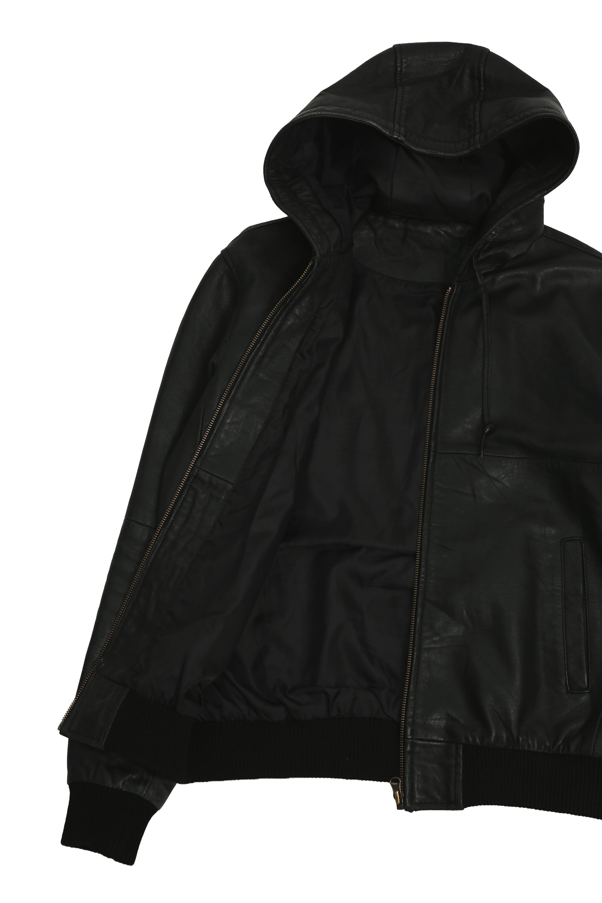 LEATHER HOODED BLOUSON