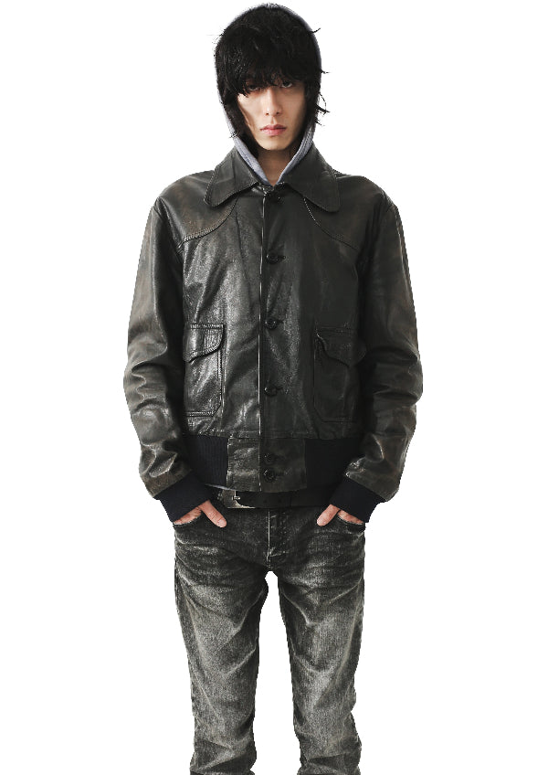 FADDED LEATHER SHORT JACKET