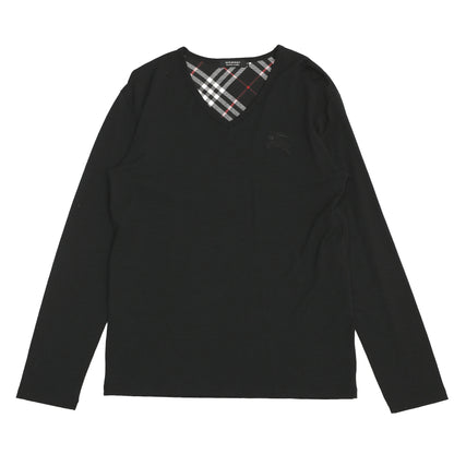 BURBBERY - LOGO STITCHED V-NECK KNIT SWEATER