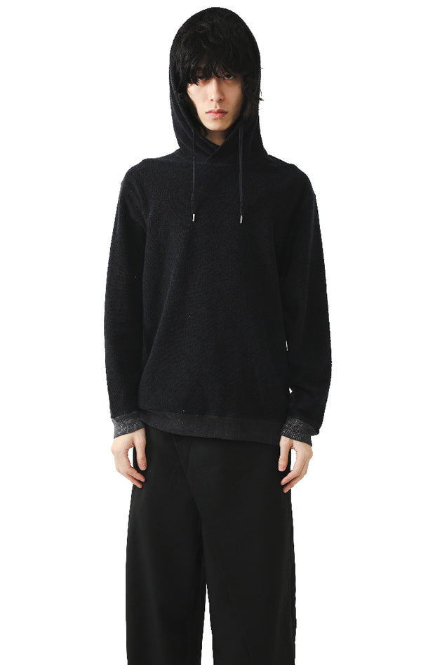 BI COLOR KNIT HOODIE