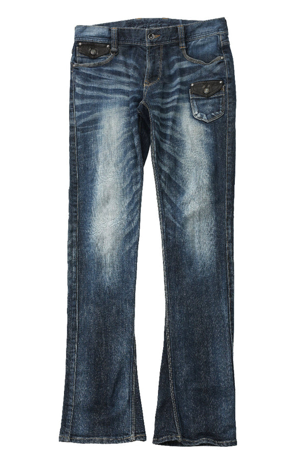 LEATHER PATCH SKINNY JEANS