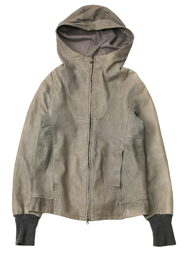HOODED LEATHER BLOUSON