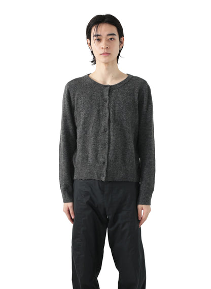 No-collar knit cardigan