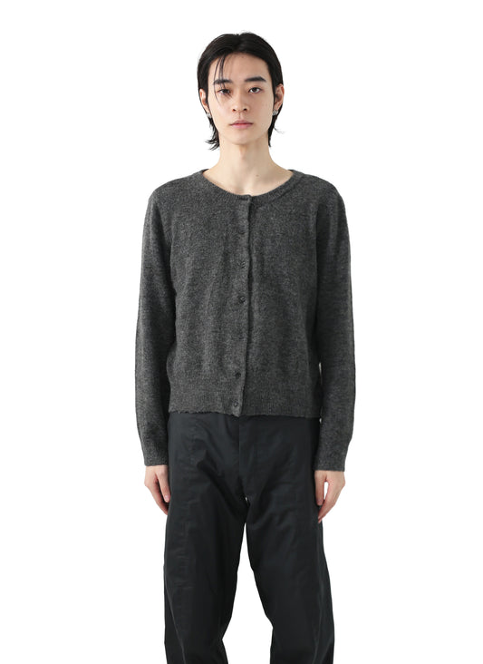 No-collar knit cardigan