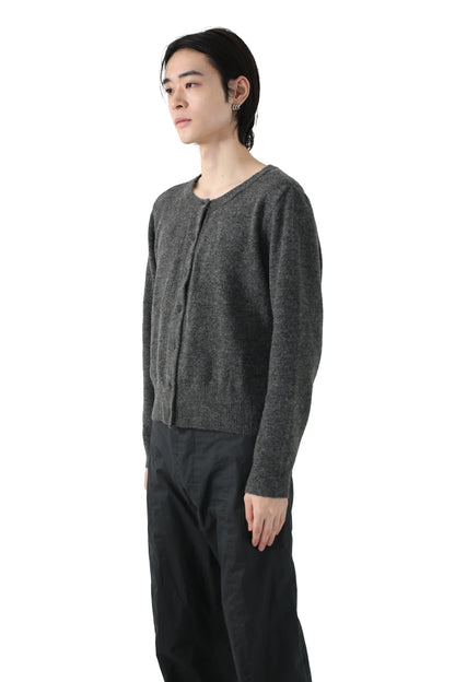 No-collar knit cardigan