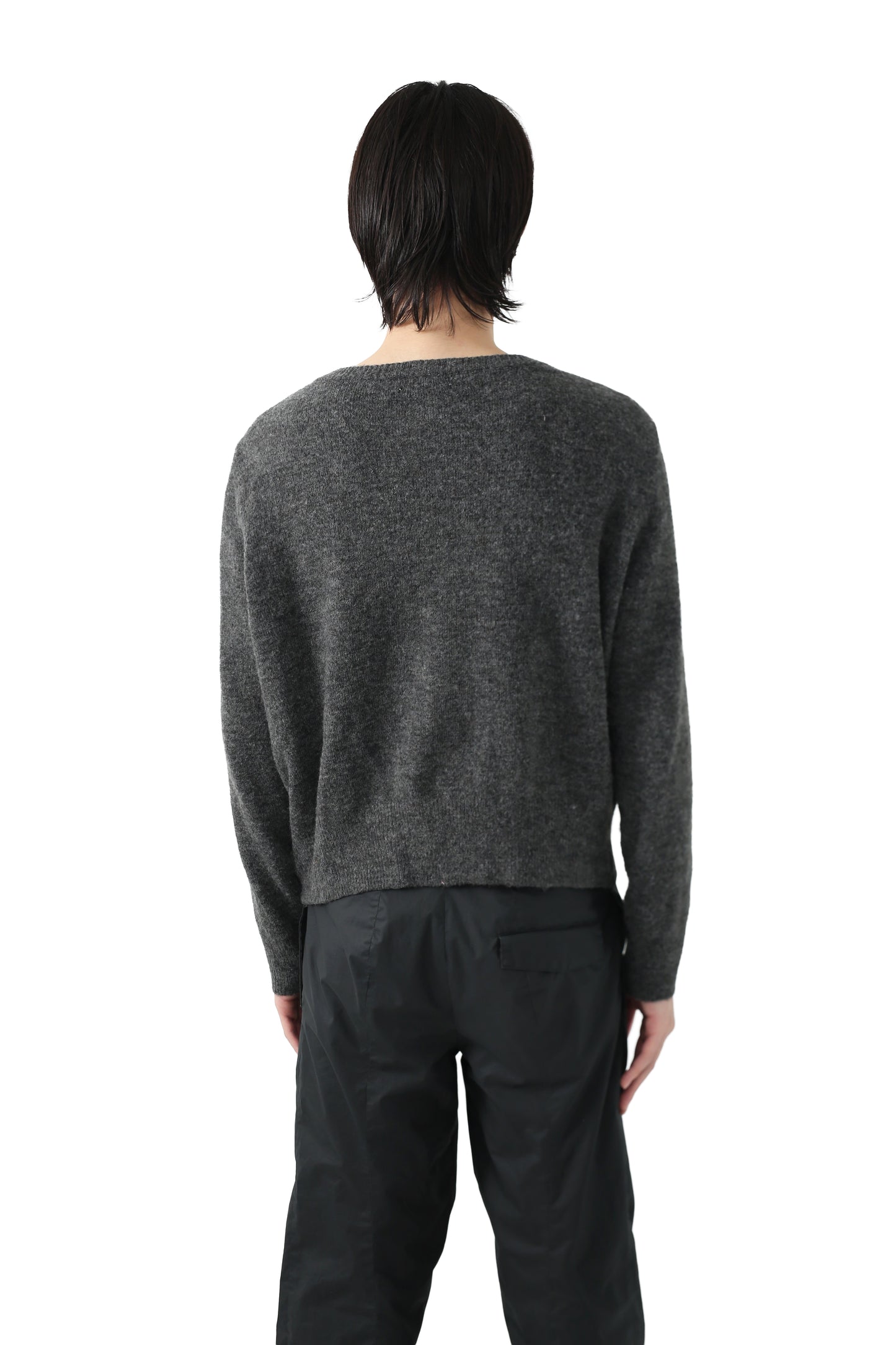 No-collar knit cardigan