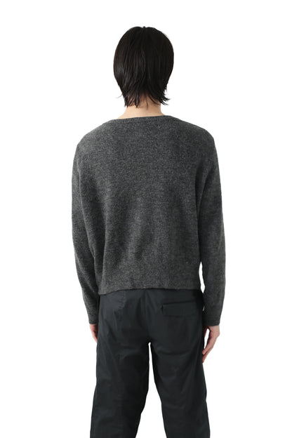 No-collar knit cardigan