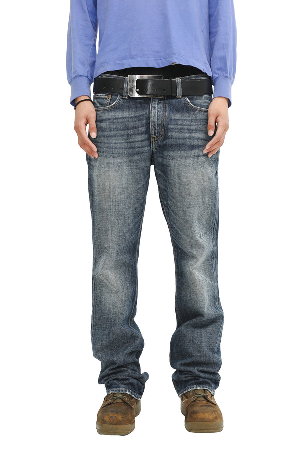 VERTICAL FADING SEMI-FLARED JEANS