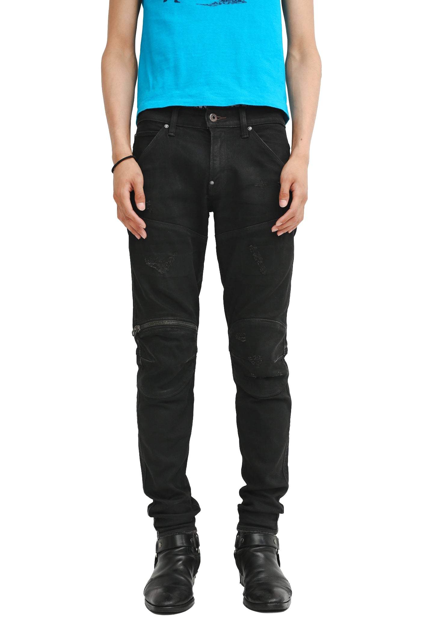 COATED BIKER JEANS