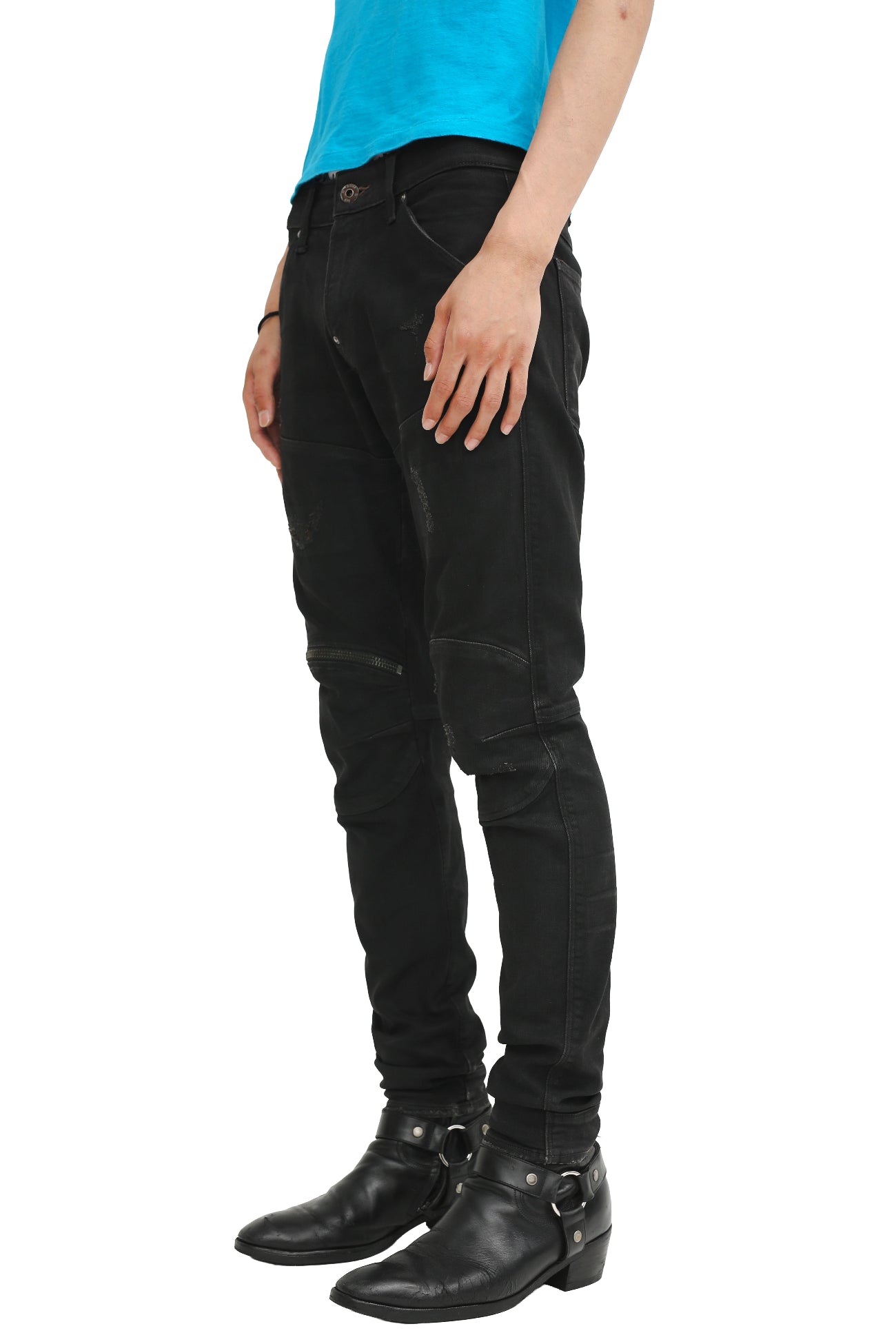 COATED BIKER JEANS