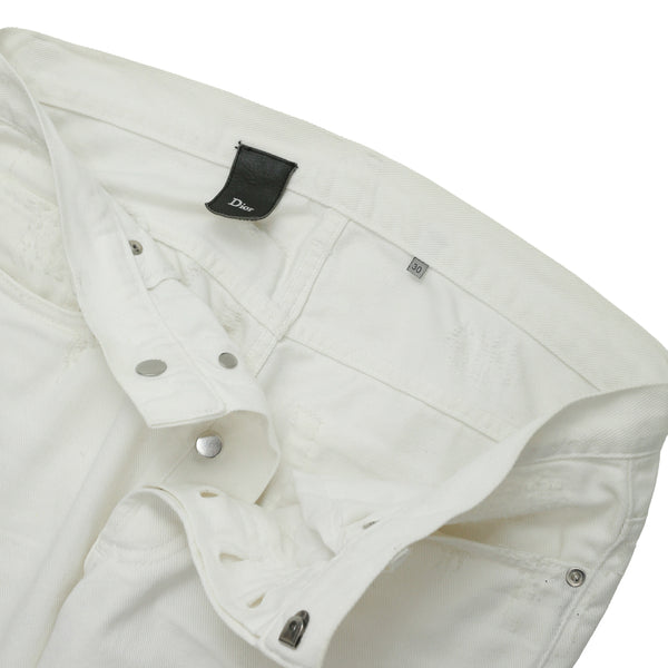 DIOR HOMME - WHITE DAMAGE SKINNYJEANS