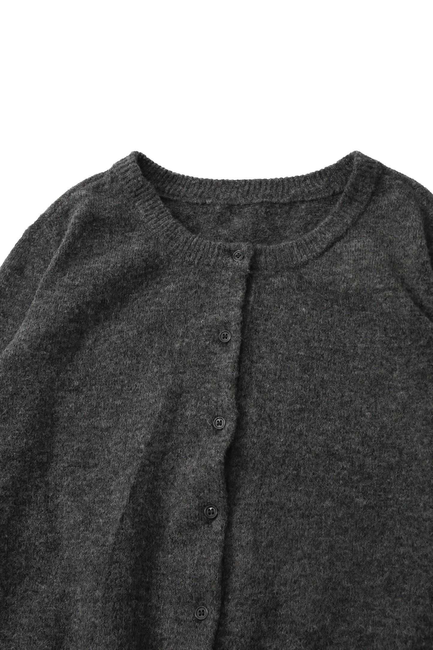 No-collar knit cardigan