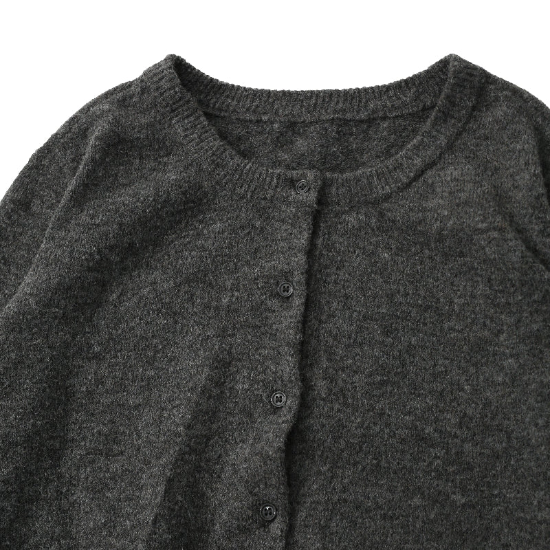 CREW NECK KNIT CARDIGAN