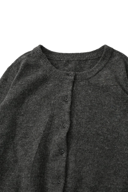 No-collar knit cardigan