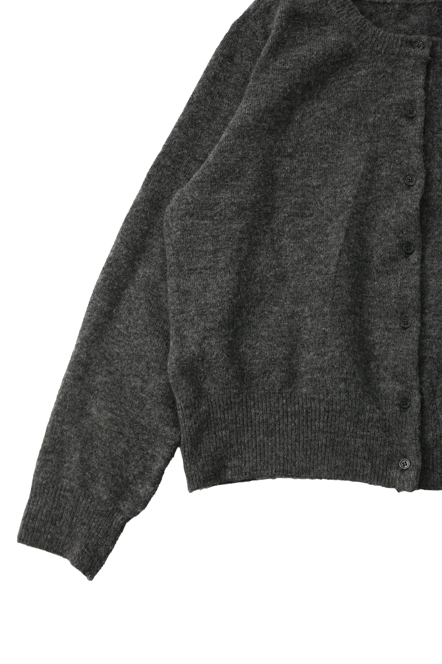 No-collar knit cardigan