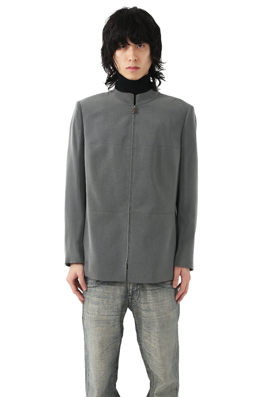 GREY NO COLLAR JACKET