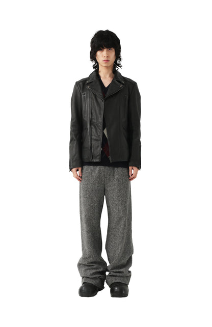 Tweed wool straight trousers