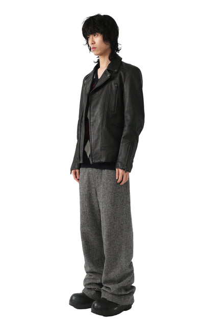 Tweed wool straight trousers