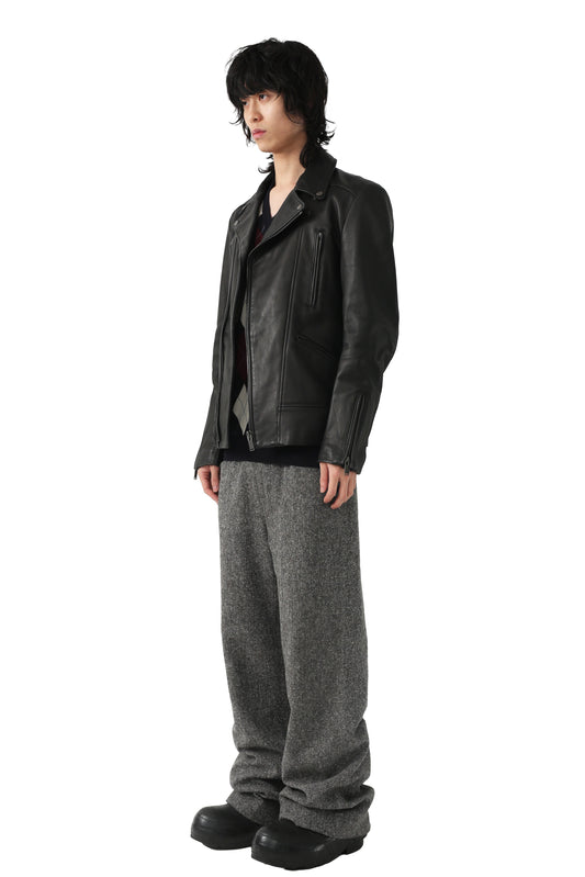 Tweed wool straight trousers