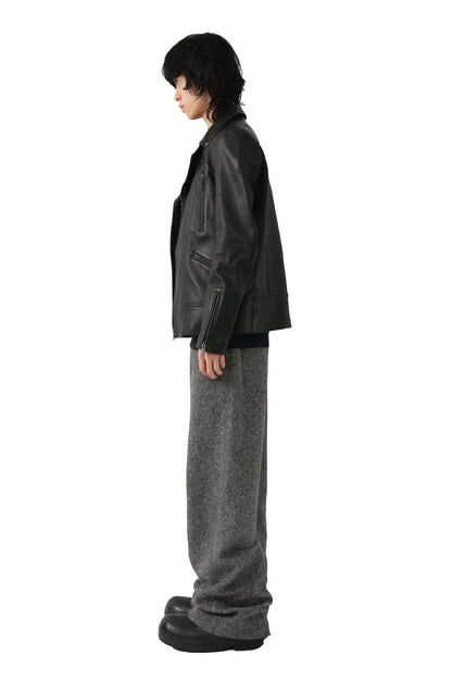 Tweed wool straight trousers