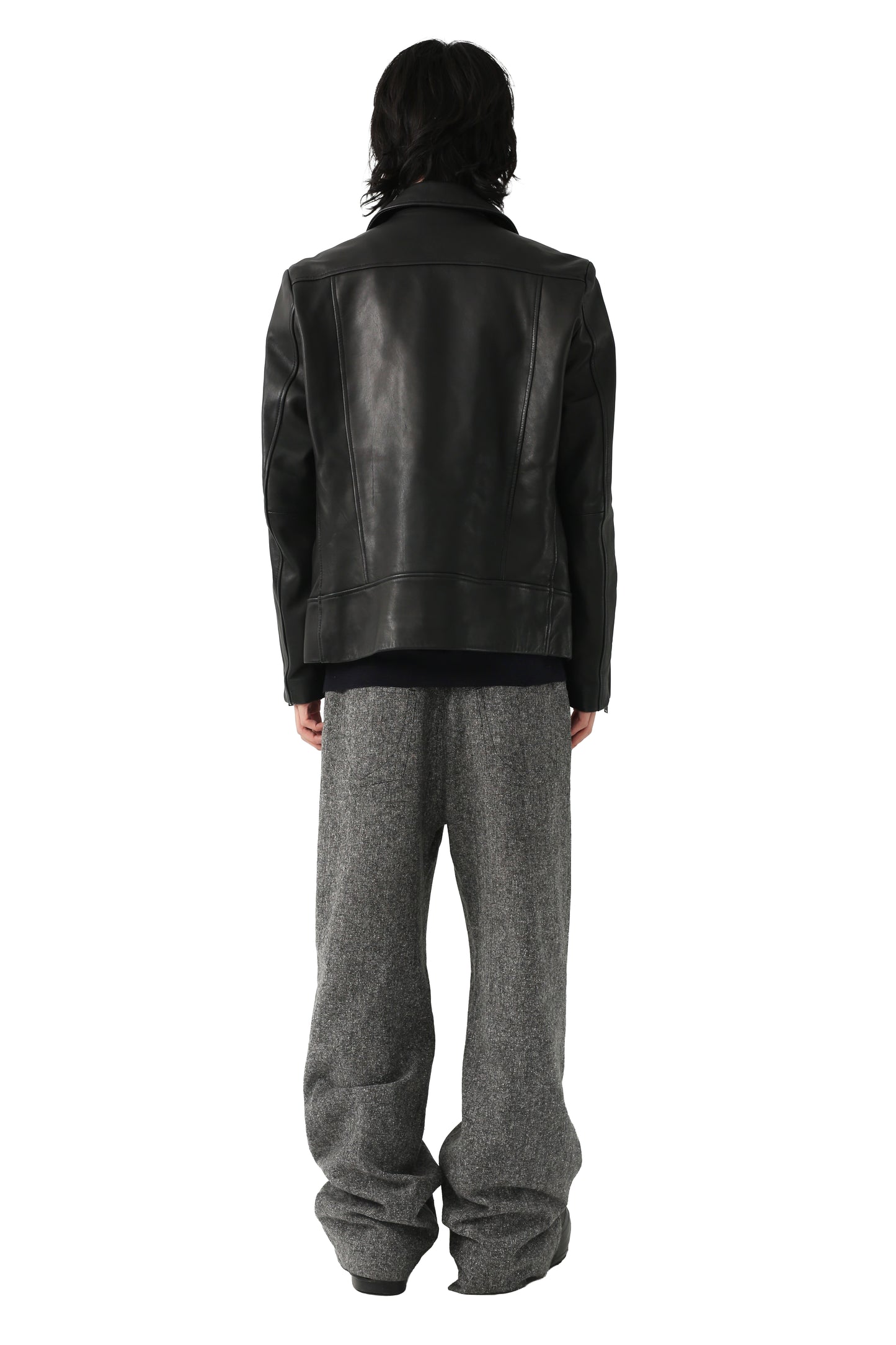 Tweed wool straight trousers