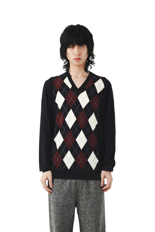 18F/W PRADA - ARGYLE KNIT SWEATER