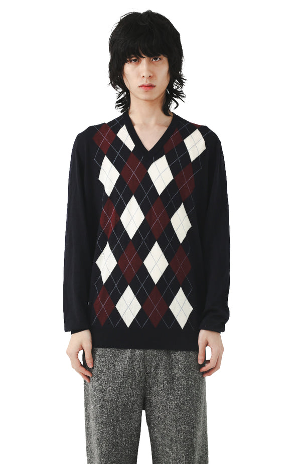 18F/W PRADA - ARGYLE KNIT SWEATER