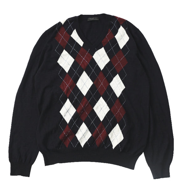 18F/W PRADA - ARGYLE KNIT SWEATER