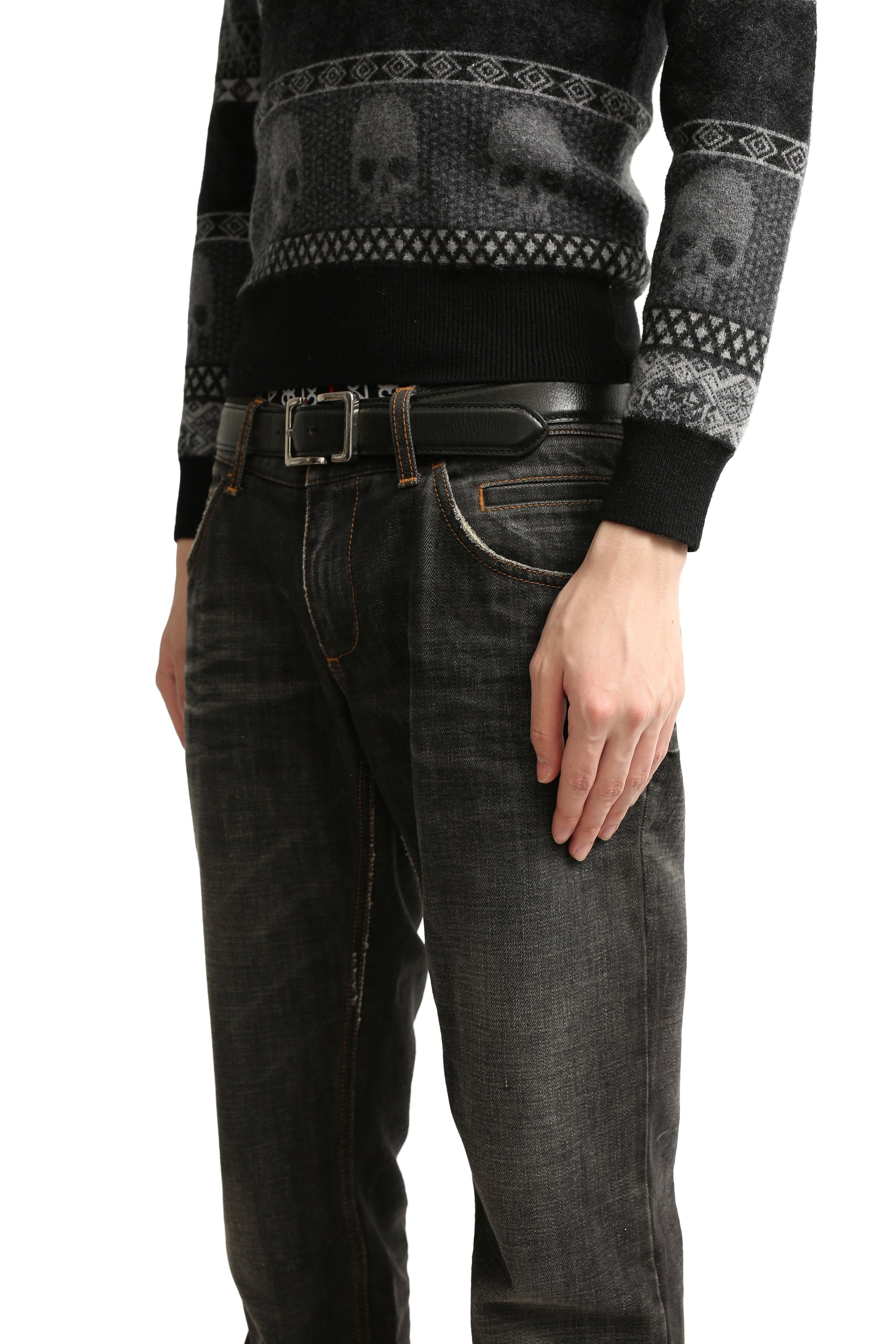 SHAPED BUCKLE LEATHER BELT